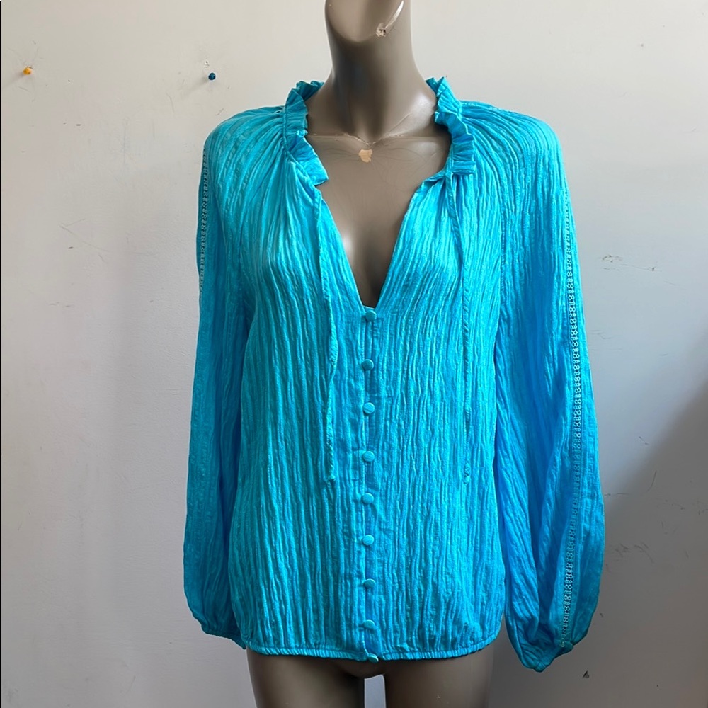 Mint Velvet crinkle balloon sleeve top NEW